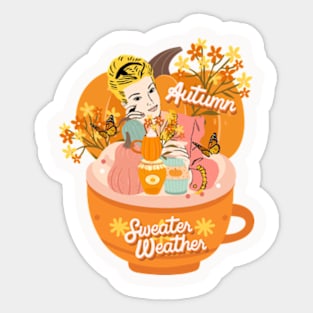 Cozy Retro Autumn Sweater Weather Sticker